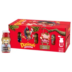 Danimals Smoothie Strawberry Explosion and Swingin' Strawberry Banana Dairy Drink Multi-Pack, 18 Ct, 3.1 OZ Smoothie Bottles