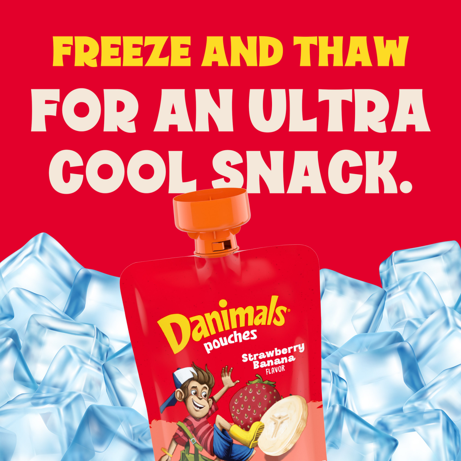 slide 3 of 8, Danimals Pouches Strawberry Banana Squeezable Low Fat Yogurt, 4 Ct, 3.5 OZ Yogurt Pouches, 4 ct