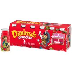 Danimals Smoothie Strawberry Explosion and Cotton Candy Dairy Drink Multi-Pack, 12 Ct, 3.1 OZ Smoothie Bottles