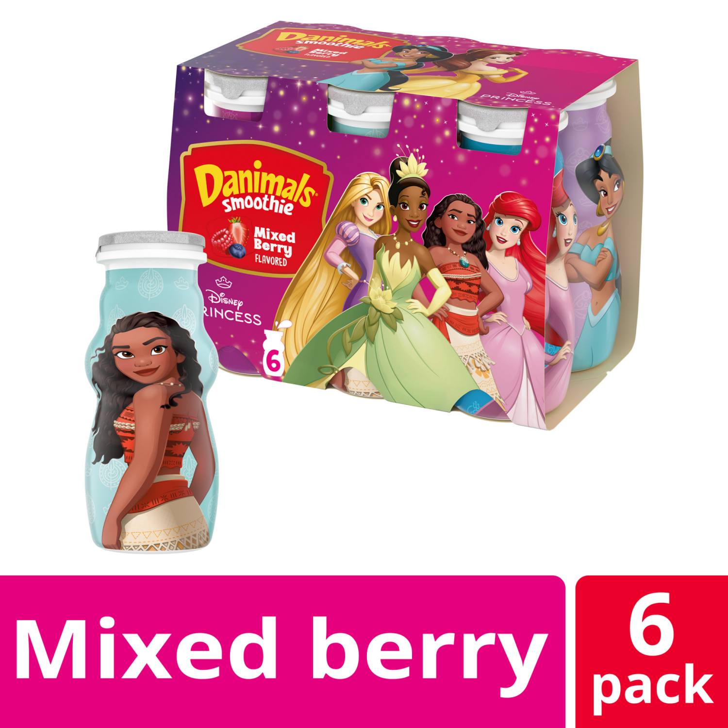 slide 4 of 8, Danimals Smoothie Mixed Berry Dairy Drink Multi-Pack, 6 Ct, 3.1 OZ Smoothie Bottles, 6 ct