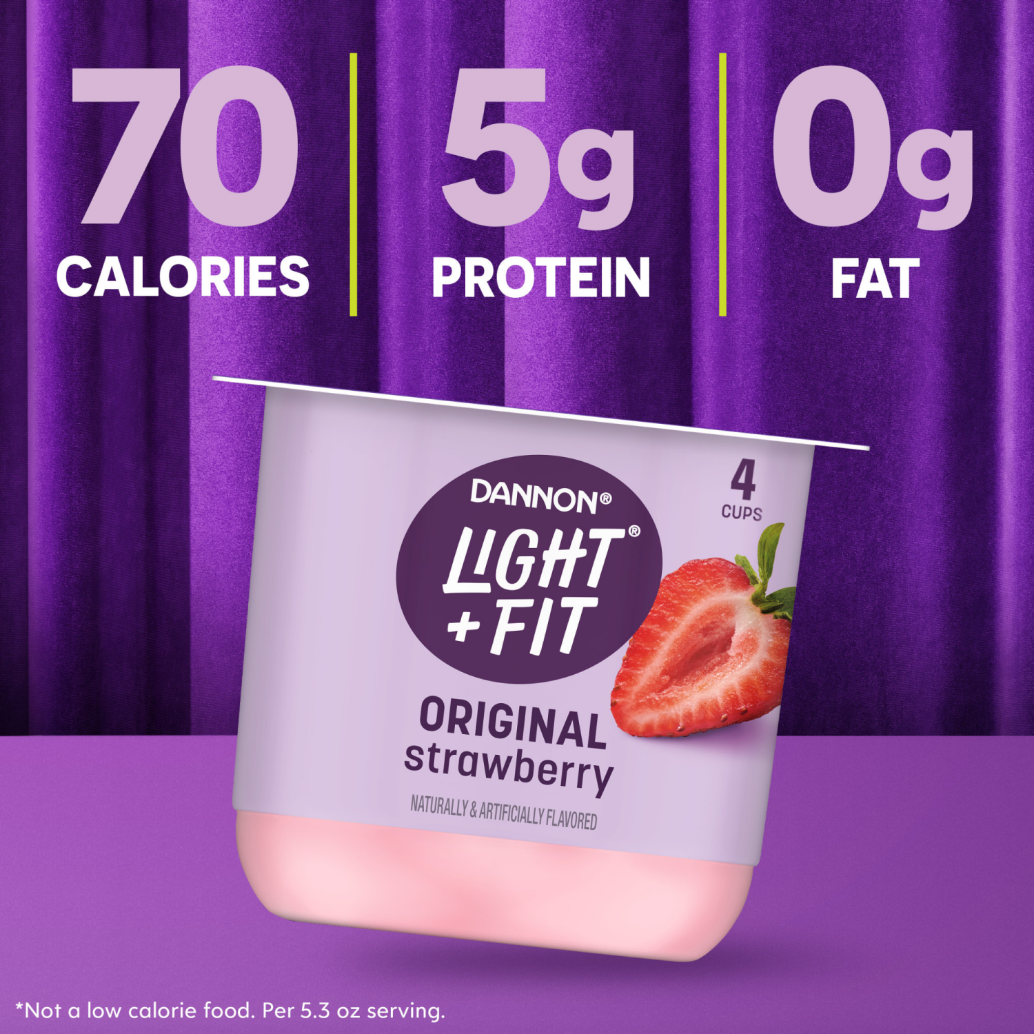 slide 8 of 8, Dannon Light + Fit Strawberry Original Nonfat Yogurt Pack, 4 Ct, 5.3 OZ Cups, 4 ct