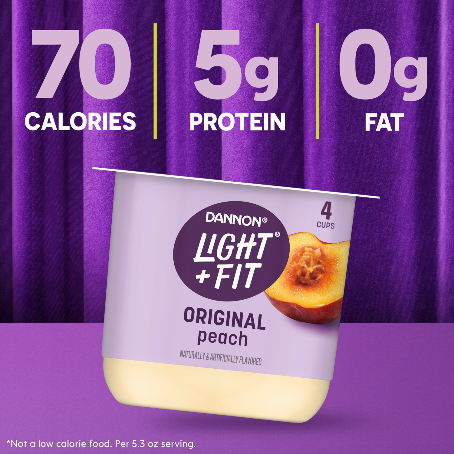 slide 8 of 8, Dannon Light + Fit Peach Original Nonfat Yogurt Pack, 4 Ct, 5.3 OZ Cups, 4 ct