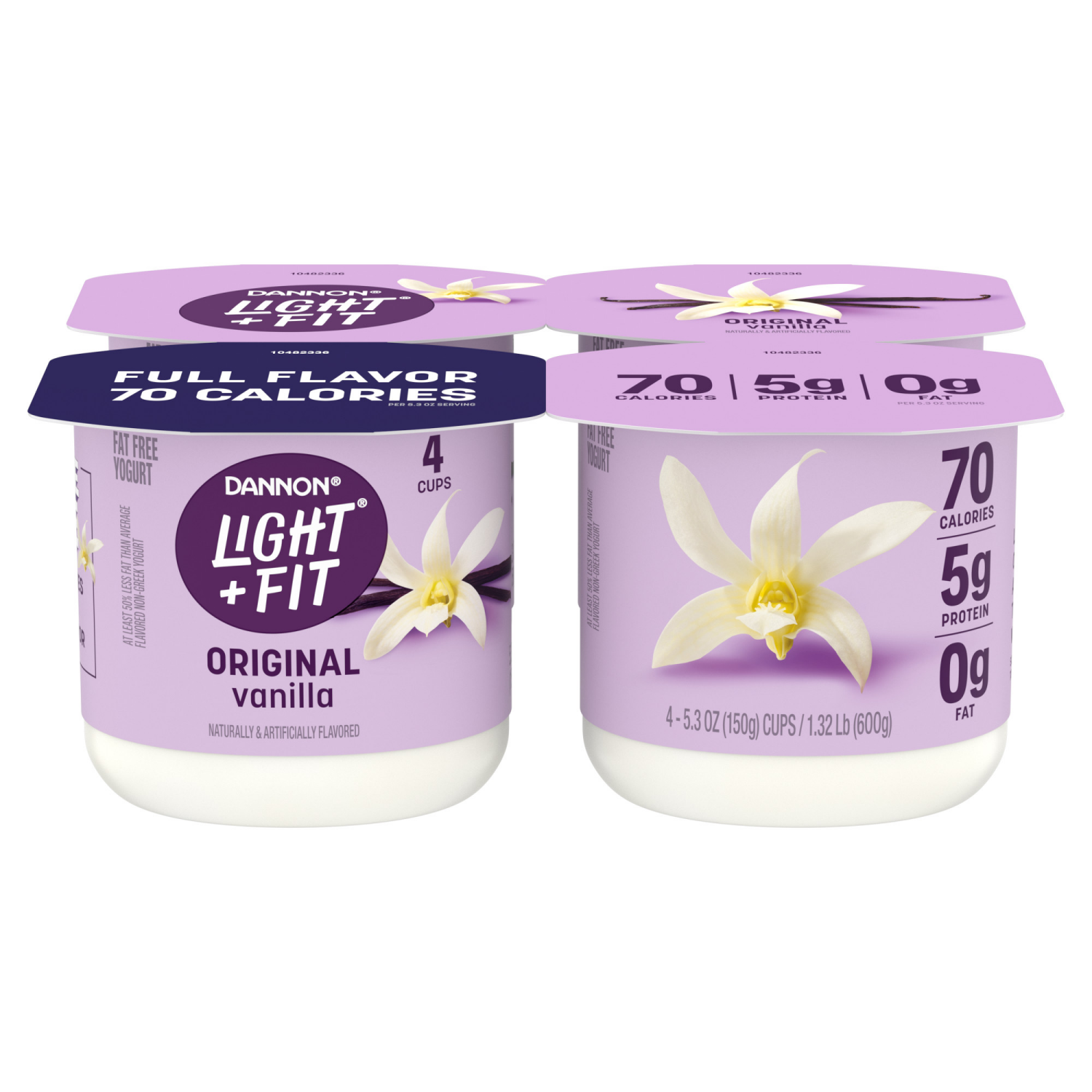 slide 2 of 8, Dannon Light + Fit Vanilla Original Nonfat Yogurt Pack, 4 Ct, 5.3 OZ Cups, 4 ct