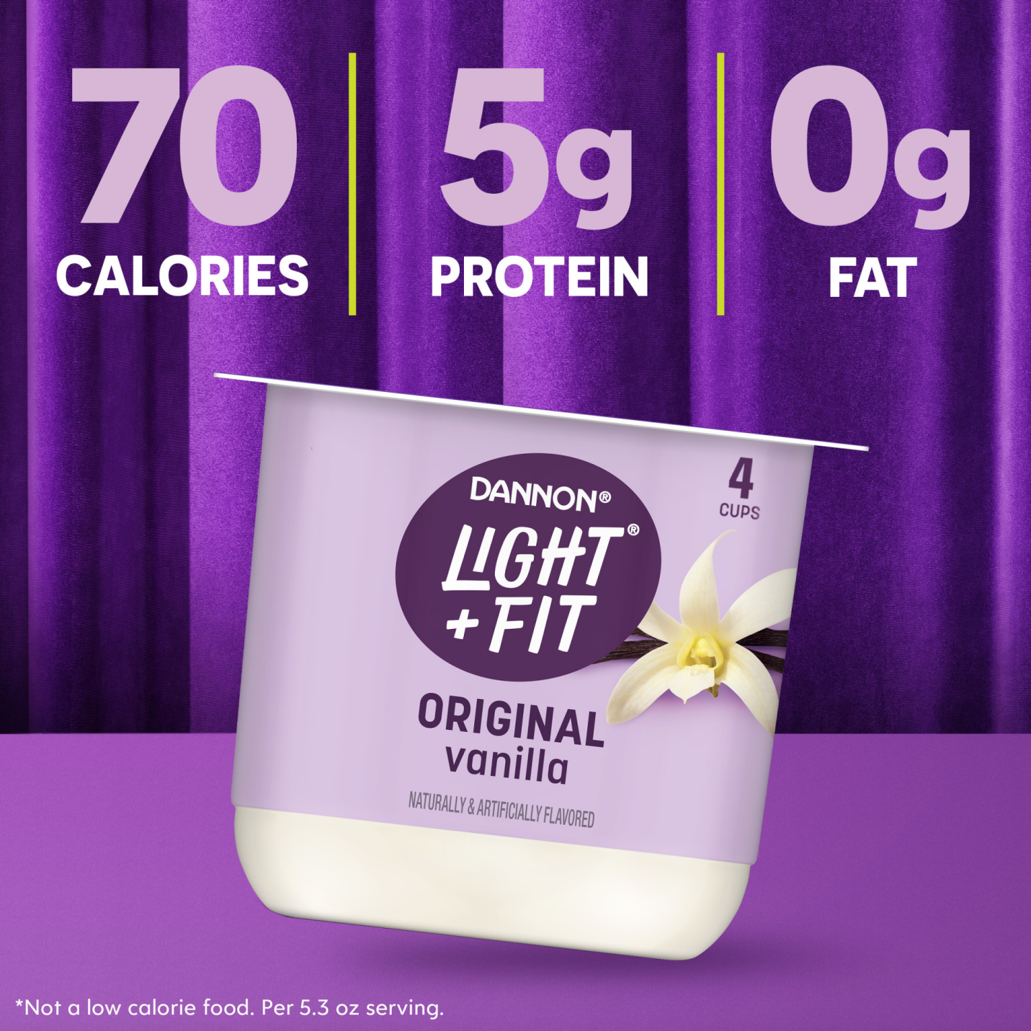 slide 8 of 8, Dannon Light + Fit Vanilla Original Nonfat Yogurt Pack, 4 Ct, 5.3 OZ Cups, 4 ct