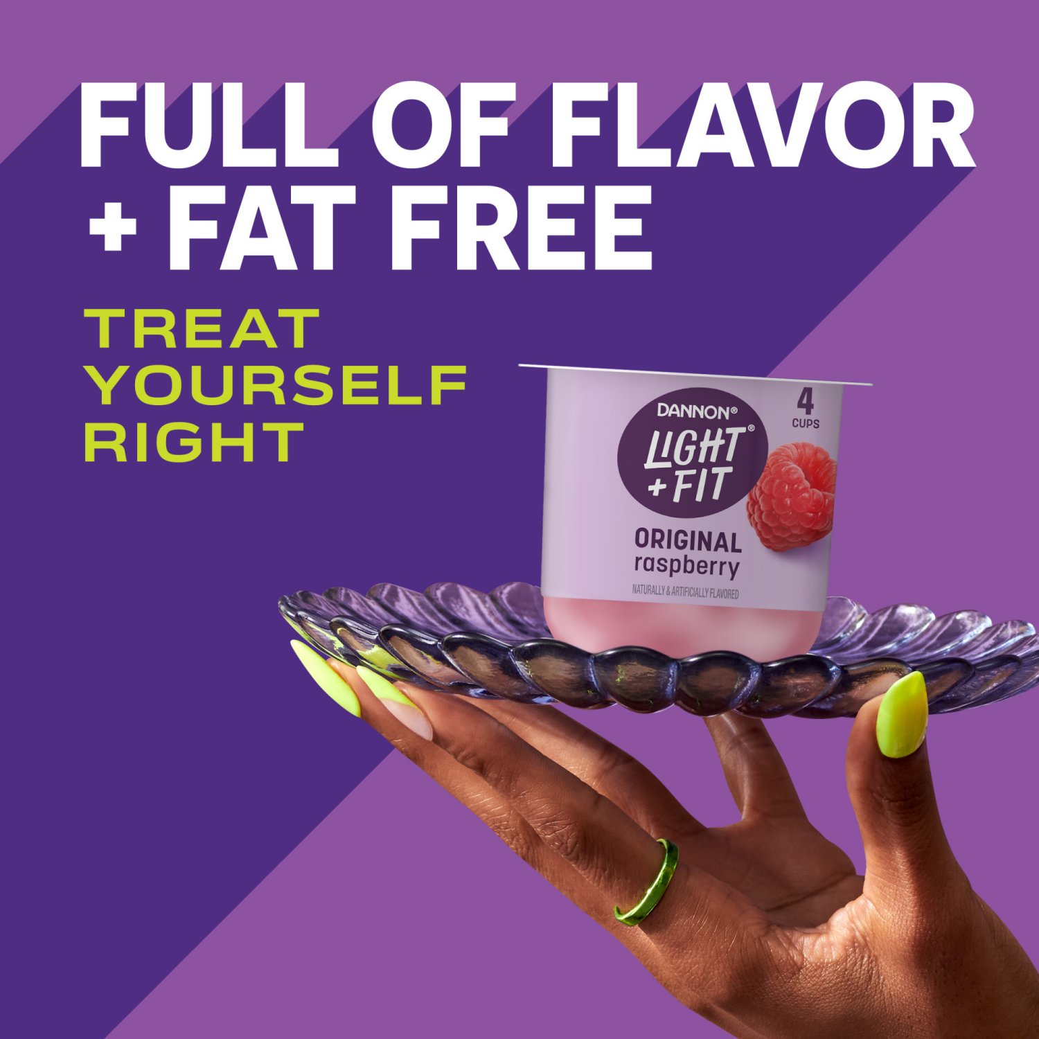 slide 5 of 8, Dannon Light + Fit Raspberry Original Nonfat Yogurt Pack, 4 Ct, 5.3 OZ Cups, 4 ct