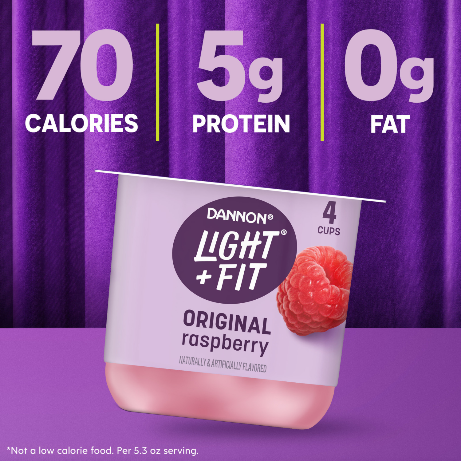 slide 8 of 8, Dannon Light + Fit Raspberry Original Nonfat Yogurt Pack, 4 Ct, 5.3 OZ Cups, 4 ct
