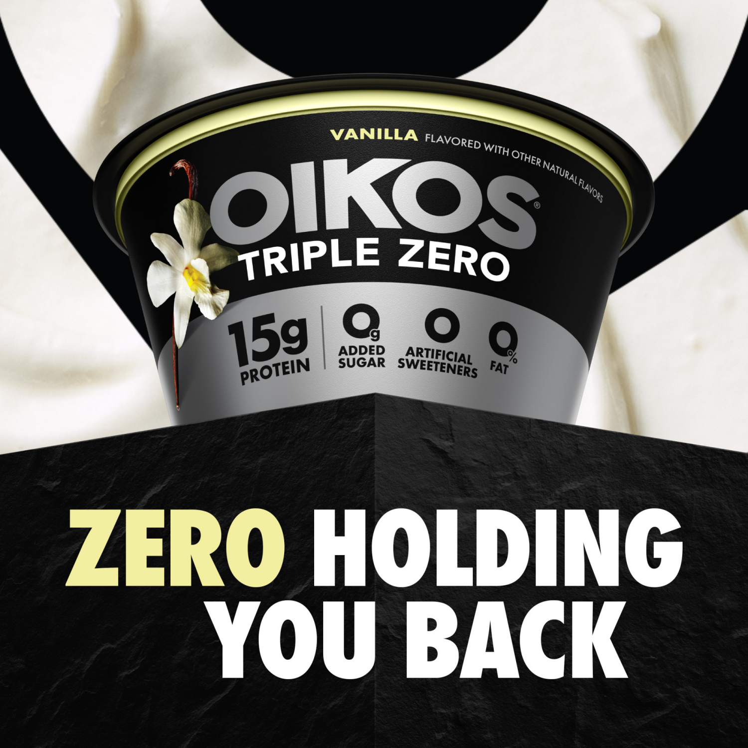 slide 3 of 8, Oikos Vanilla 15g Protein, 0g Added Sugar, Nonfat Greek Yogurt Pack, 4 Ct, 5.3 OZ Cups, 4 ct