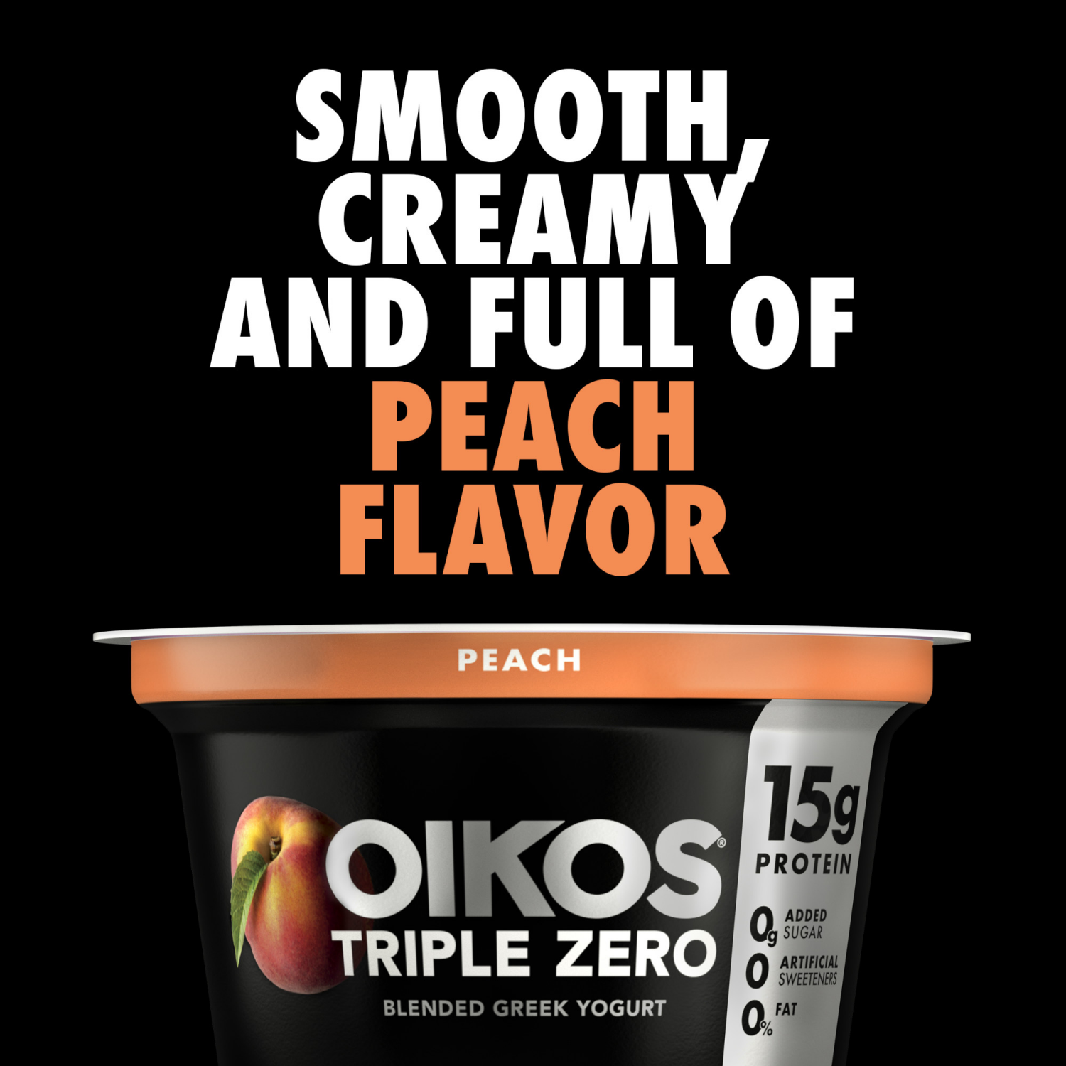 slide 8 of 8, Oikos Peach 15g Protein, 0g Added Sugar, Nonfat Greek Yogurt Pack, 4 Ct, 5.3 OZ Cups, 4 ct