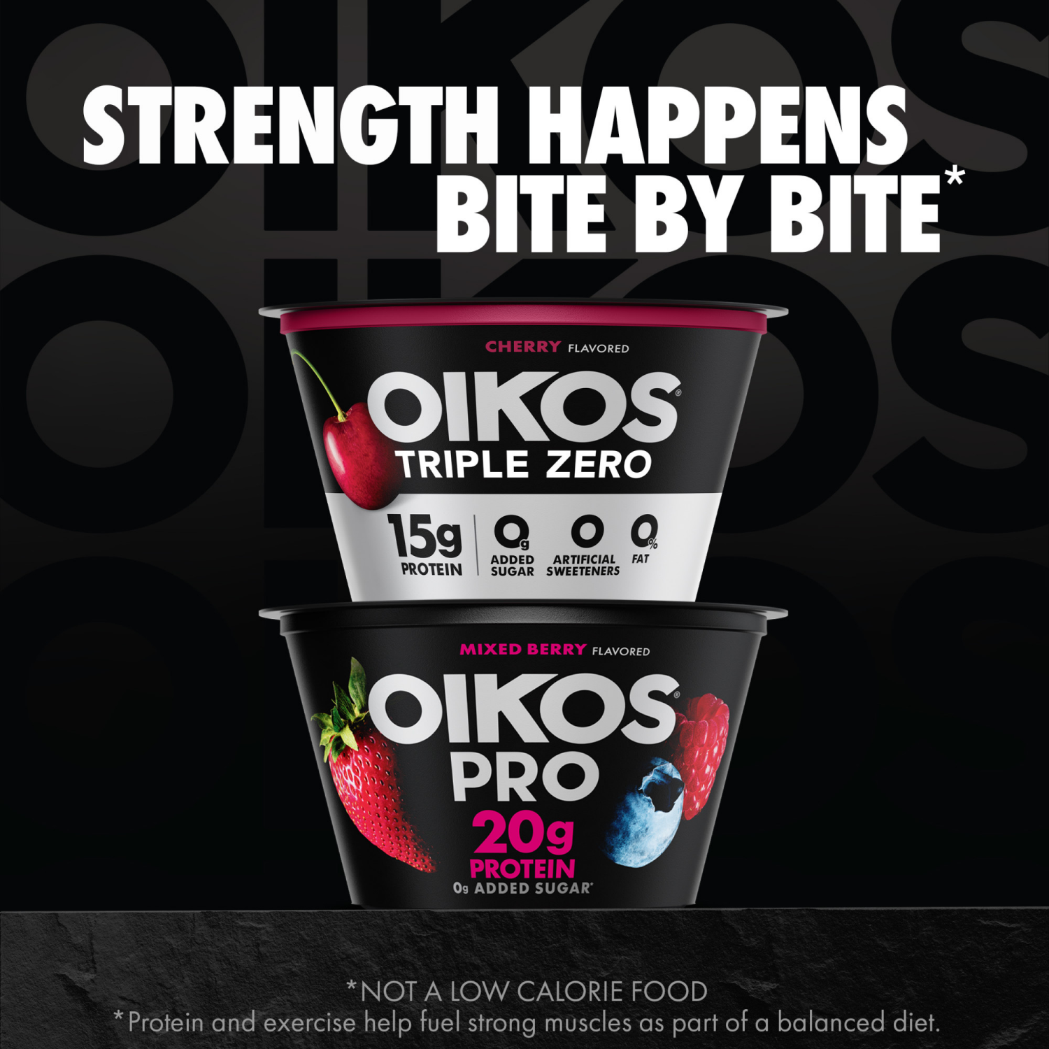 slide 8 of 8, Oikos Cherry 15g Protein, 0g Added Sugar, Nonfat Greek Yogurt, 5.3 OZ Cup, 5.3 oz