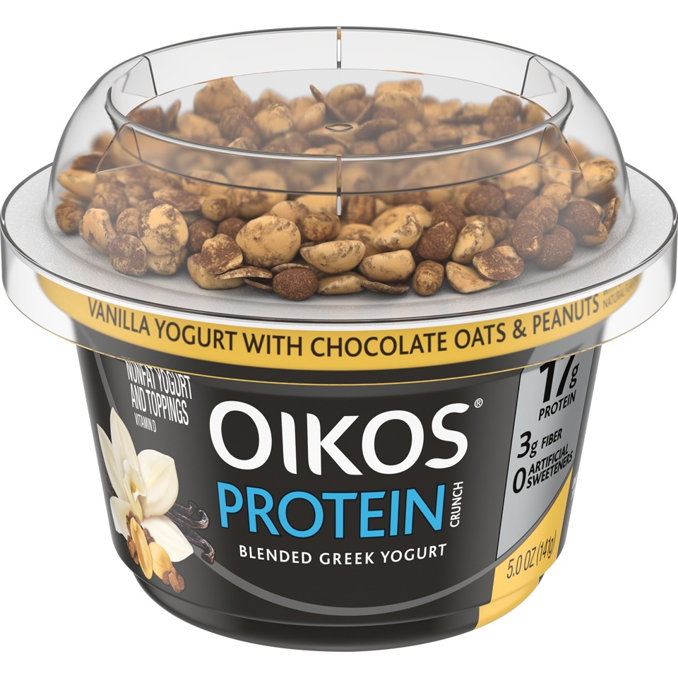 slide 2 of 5, Dannon Oikos Protein Crunch Vanilla Yogurt With Chocolate Oats & Peanuts, 5.3 oz