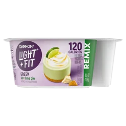 Dannon Light + Fit REMIX Key Lime Pie Nonfat Greek Yogurt with Graham Cookies and White Fudge Chunks Mix-Ins, 4.5 OZ Yogurt Cups