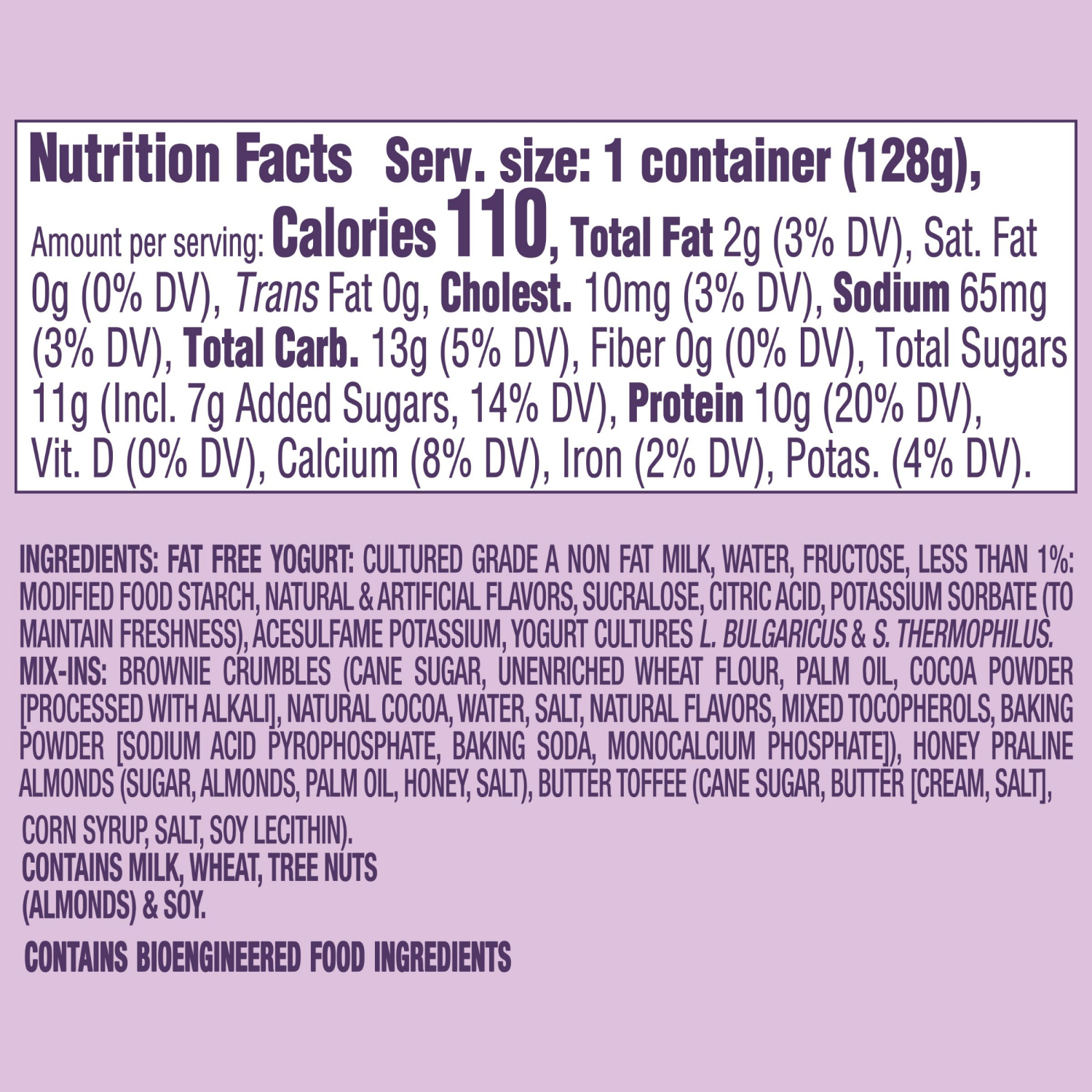 slide 2 of 2, Dannon Light + Fit REMIX Brownie Sundae Vanilla Nonfat Greek Yogurt with Brownie Crumbles, Honey Praline Almonds and Butter Toffee Mix-Ins, 4.5 OZ Yogurt Cups, 4.5 oz