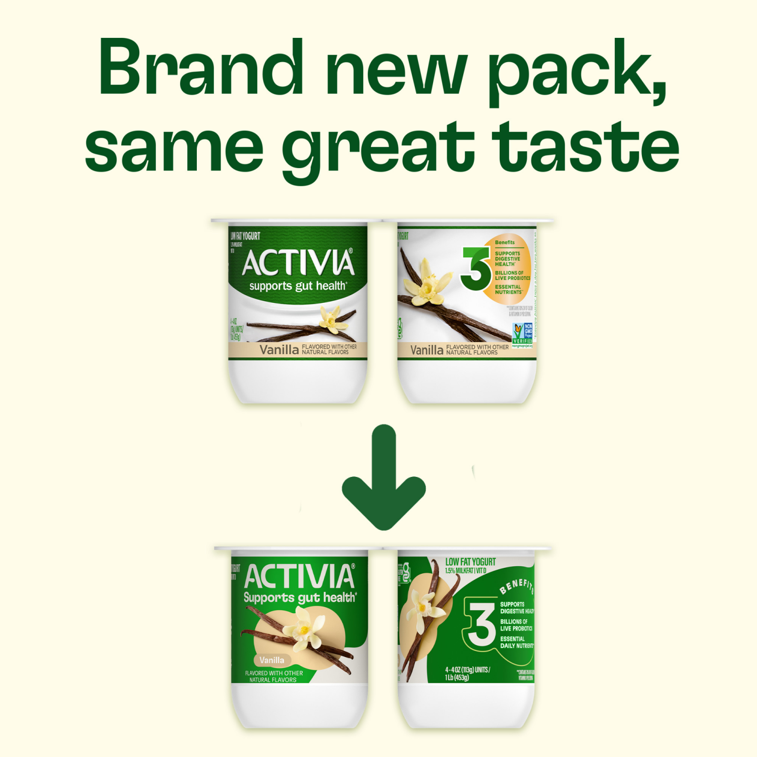 slide 2 of 8, Activia Vanilla Probiotic Yogurt, Low Fat Yogurt Cups, 4 OZ, 4 Ct, 4 ct