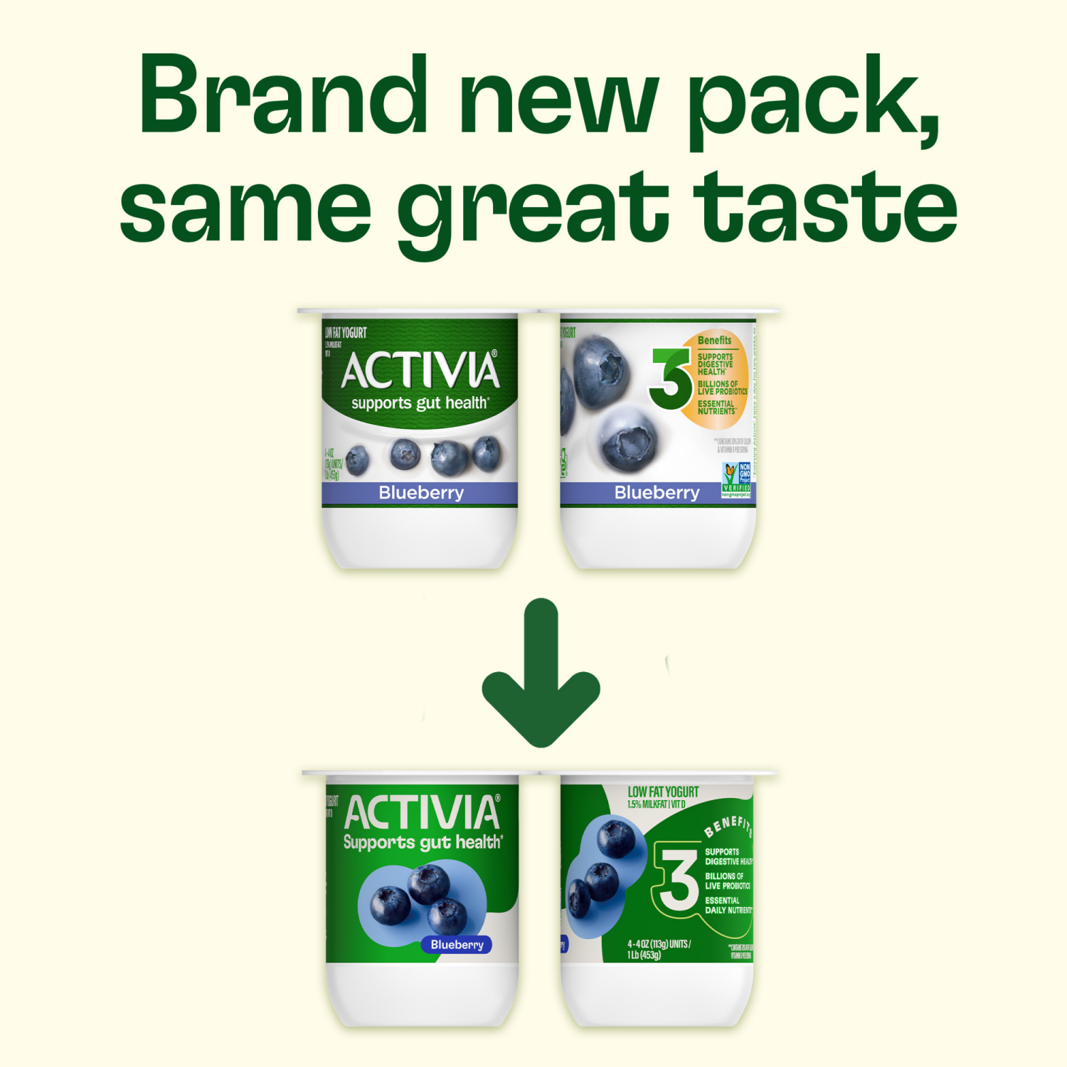 slide 2 of 8, Activia Blueberry Probiotic Yogurt, Lowfat Yogurt Cups, 4 OZ, 4 CT, 4 ct