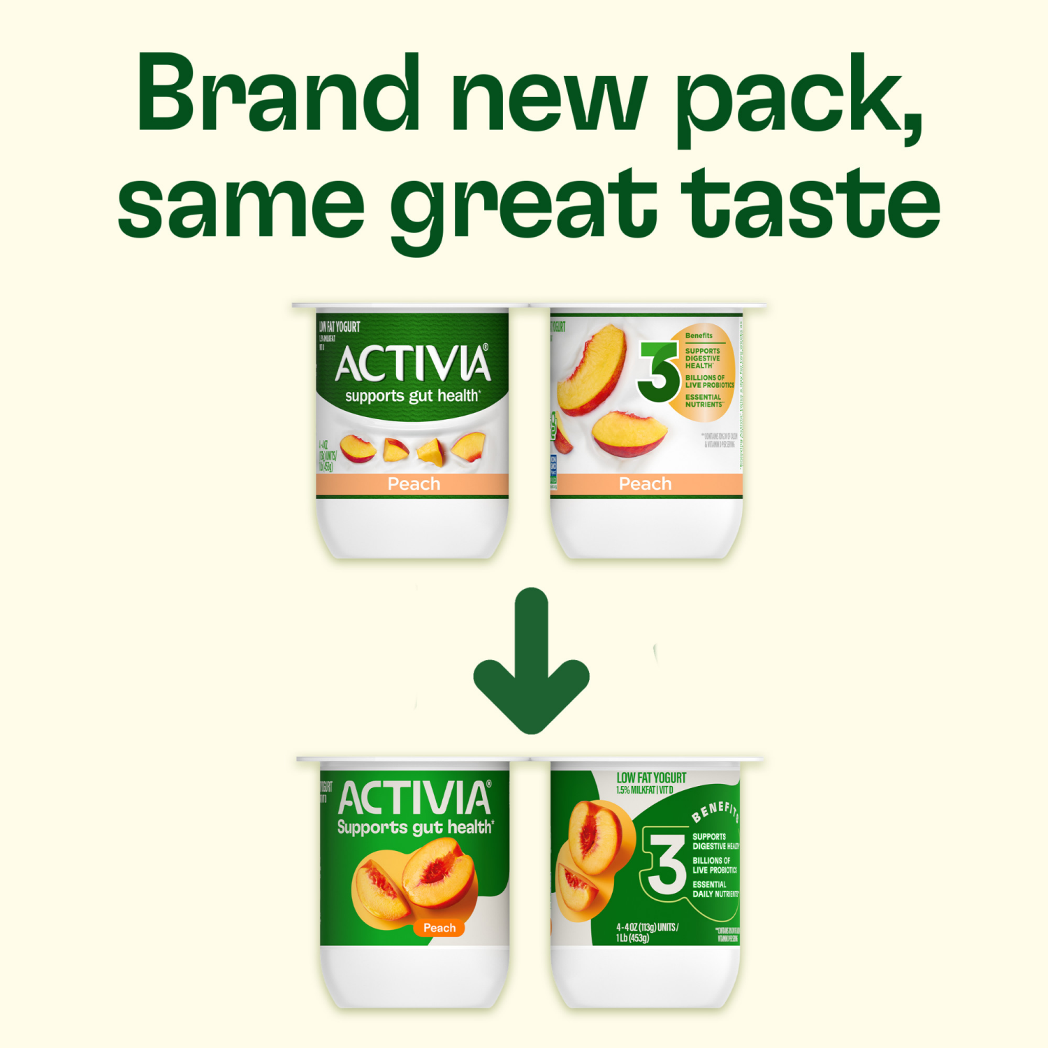 slide 2 of 8, Activia Peach Probiotic Yogurt, Lowfat Yogurt Cups, 4 OZ, 4 CT, 4 ct