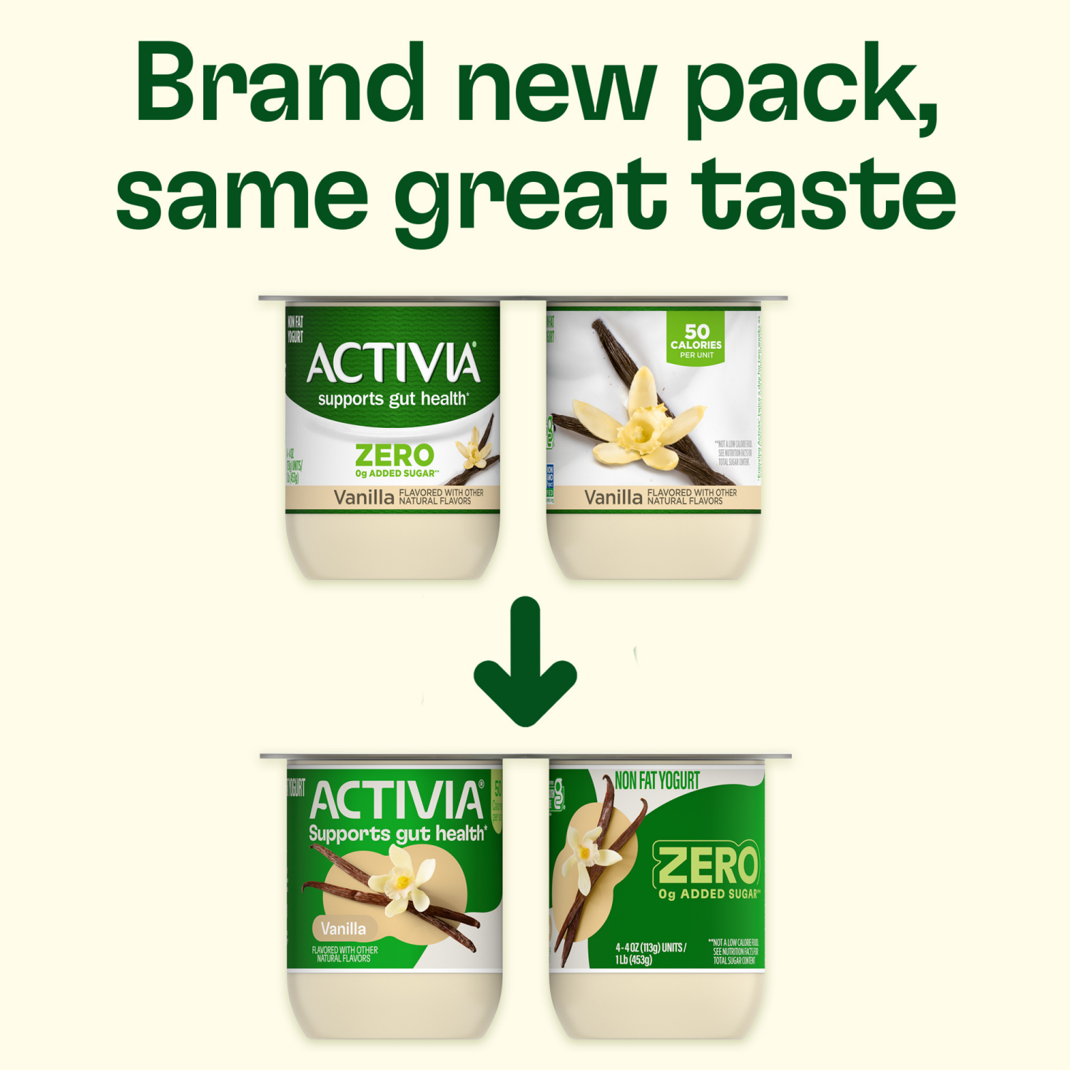 slide 2 of 8, Activia ZERO 0g Added Sugar Vanilla Probiotic Yogurt, Nonfat Yogurt Cups, 4 OZ, 4 Ct, 4 ct