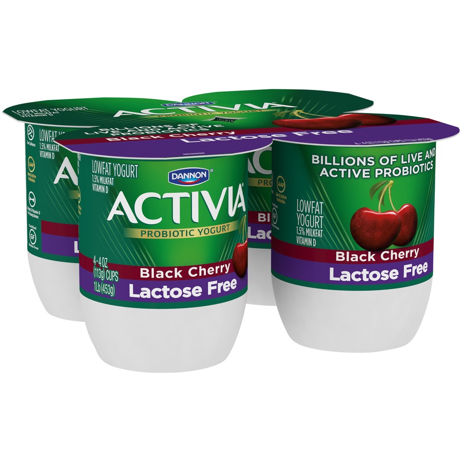 slide 3 of 8, Activia Lactose Free Lowfat Yogurt Black Cherry, 4 ct