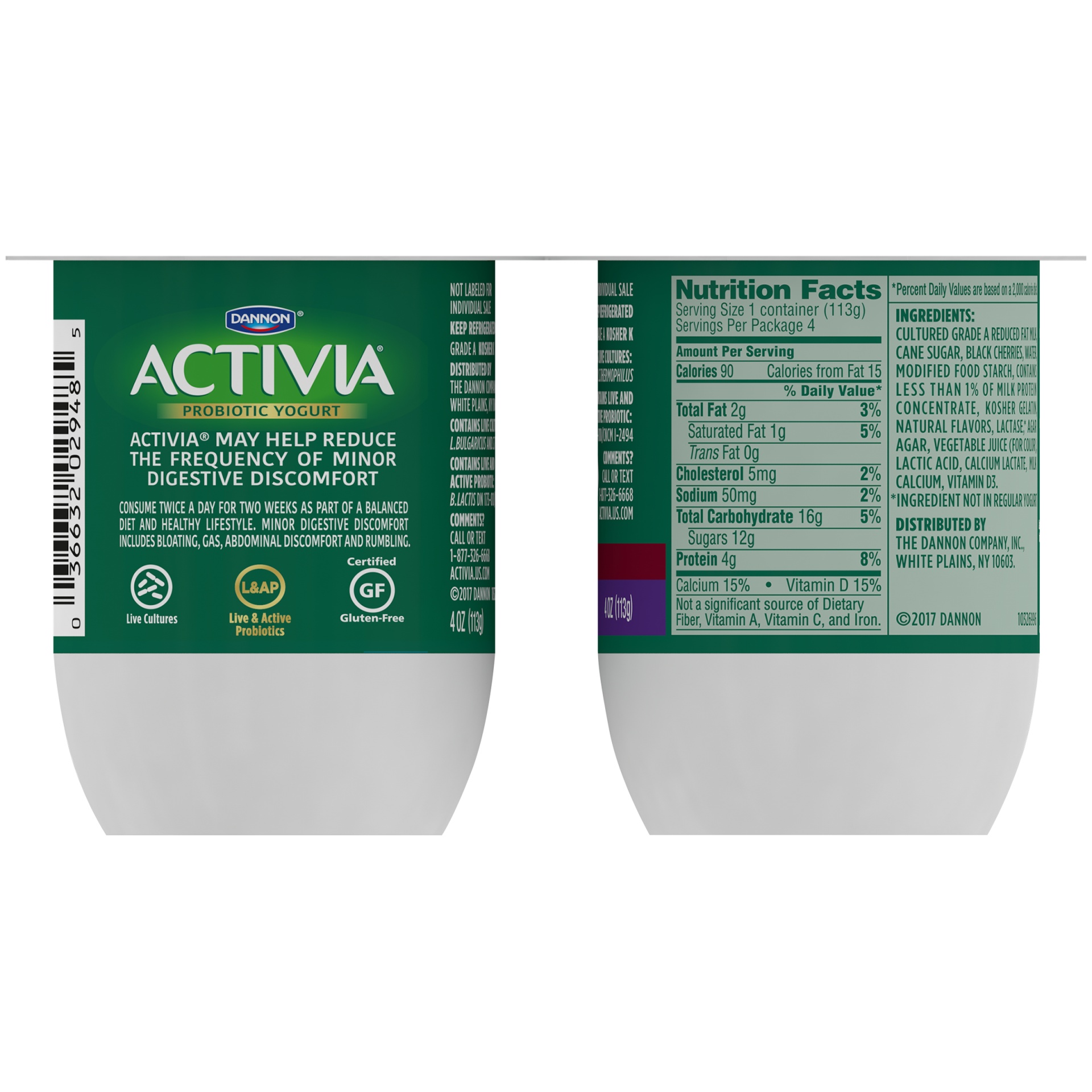 slide 7 of 8, Activia Lactose Free Lowfat Yogurt Black Cherry, 4 ct