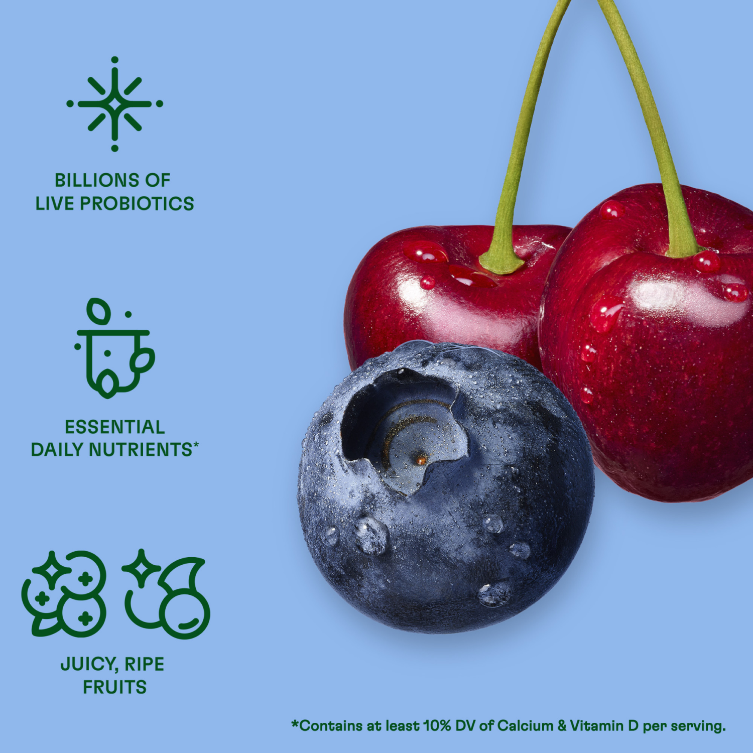 slide 4 of 8, Activia Probiotic Dailies Blueberry and Cherry Low Fat, Probiotic Yogurt Drinks, 3.1 FL OZ, 8 Ct, 8 ct