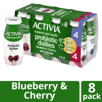 slide 22 of 29, Activia Probiotic Dailies Blueberry and Cherry Lowfat Yogurt Drinks, Delicious Daily Probiotic Yogurt Drinks to Help Support Gut Health, 8 Ct, 3.1 FL OZ, 3.10 fl oz