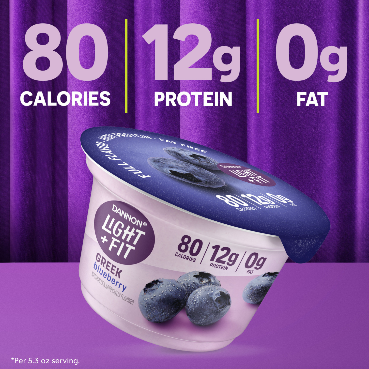 slide 8 of 8, Dannon Light + Fit Blueberry Greek Fat Free Yogurt Pack, 4 Ct, 5.3 OZ Cups, 4 ct