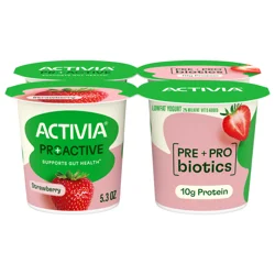 Activia Pro+Active Low Fat Strawberry Yogurt 4 - 5.3 oz Units