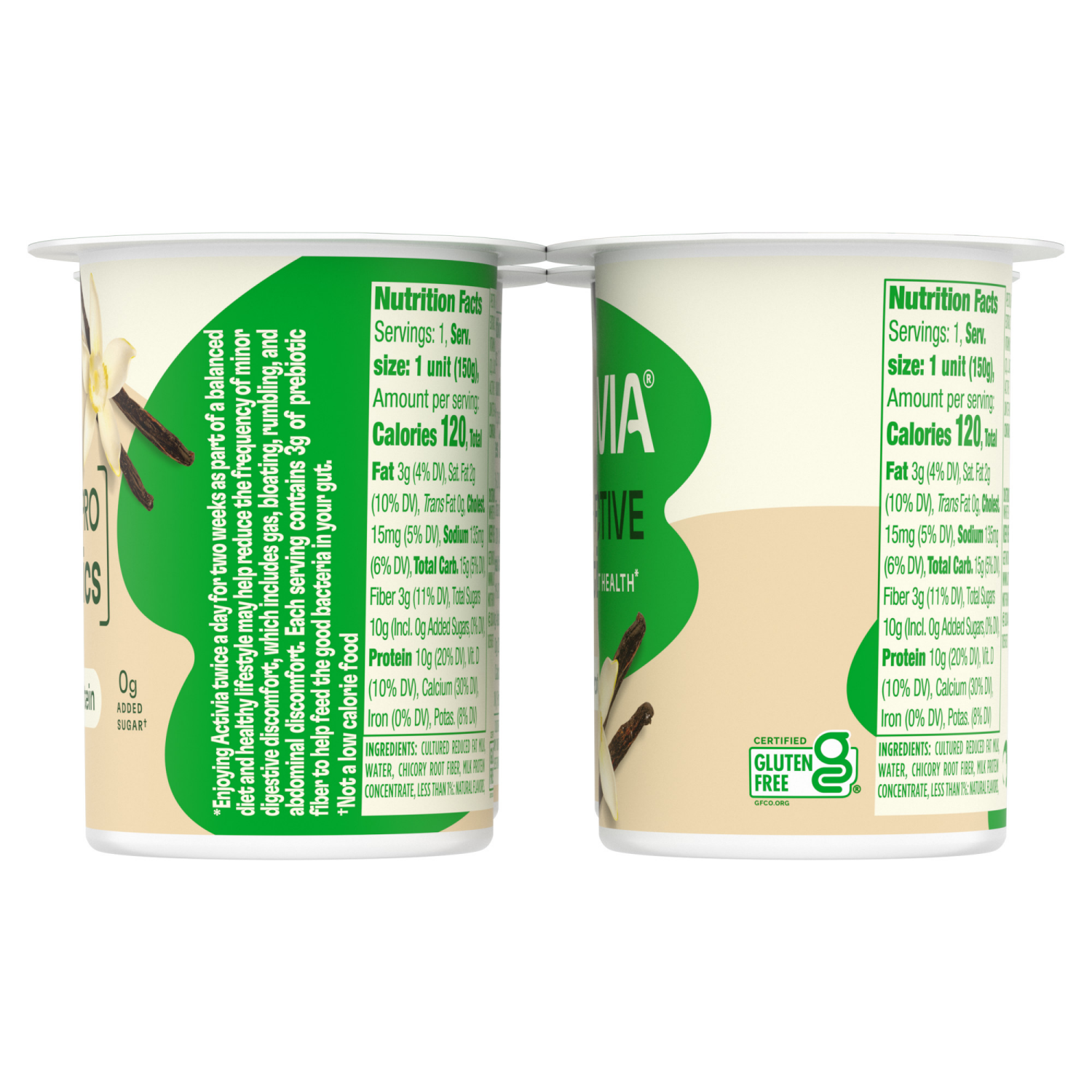 slide 7 of 8, Activia Proactive Vanilla Probiotic Yogurt, Probiotic Low Fat Yogurt Cups, 5.3 Oz, 4 Ct, 4 ct