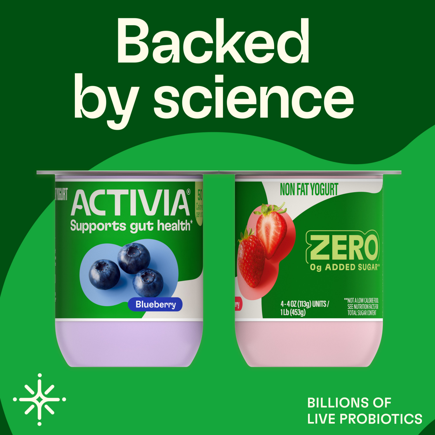 slide 8 of 8, Activia Zero 0g Added Sugar* Strawberry and Blueberry Probiotic Yogurt, Nonfat Yogurt Cups, 4 OZ, 12 Ct, 12 ct