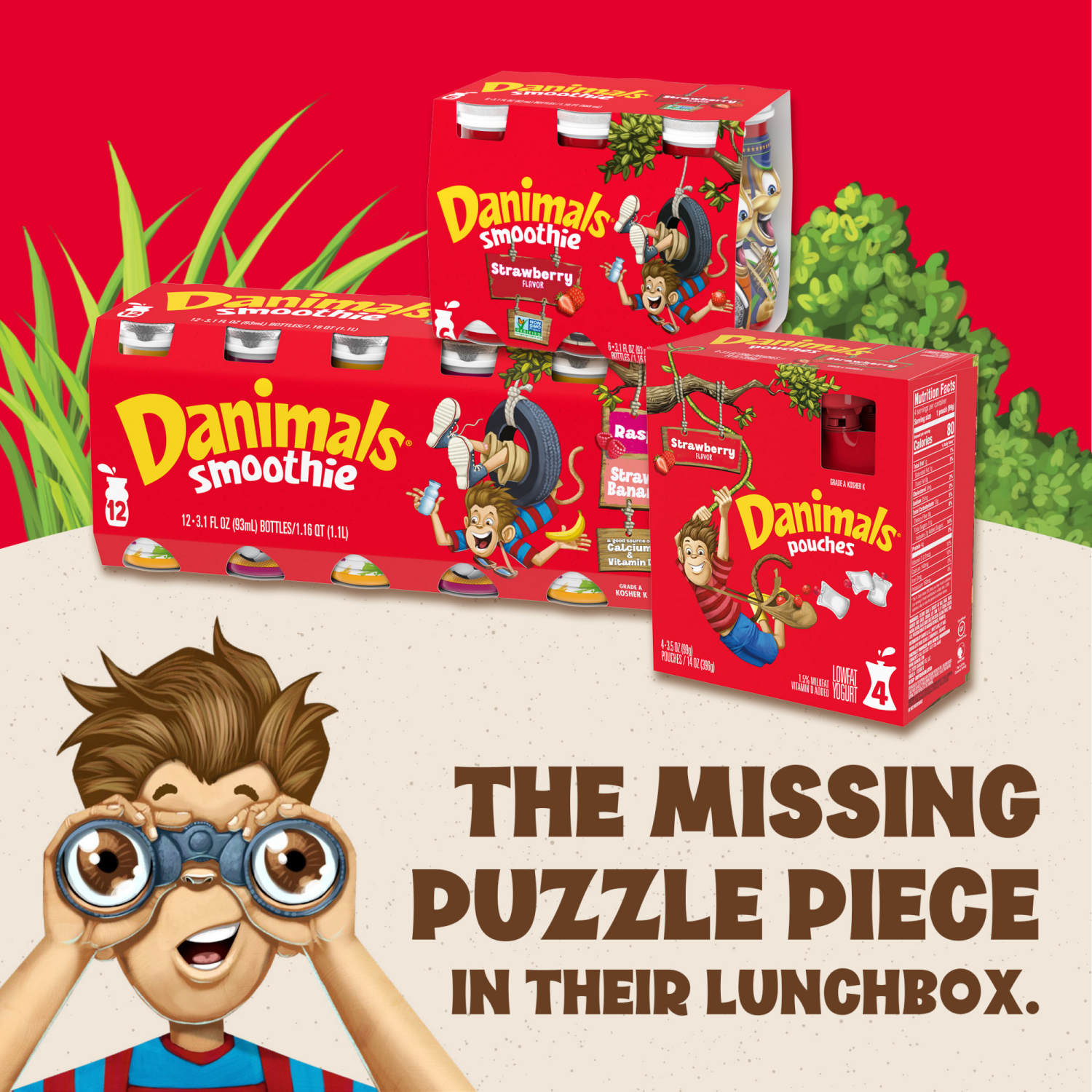 slide 6 of 8, Danimals Smoothie Strawberry Explosion Dairy Drink Multi-Pack, 6 Ct, 3.1 OZ Smoothie Bottles, 6 ct