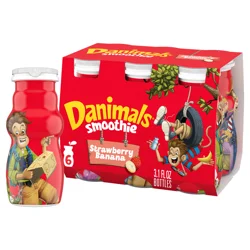 Danimals Swingin' Strawberry Banana Smoothies, 3.1 Fl. Oz. Bottles, 6 Count