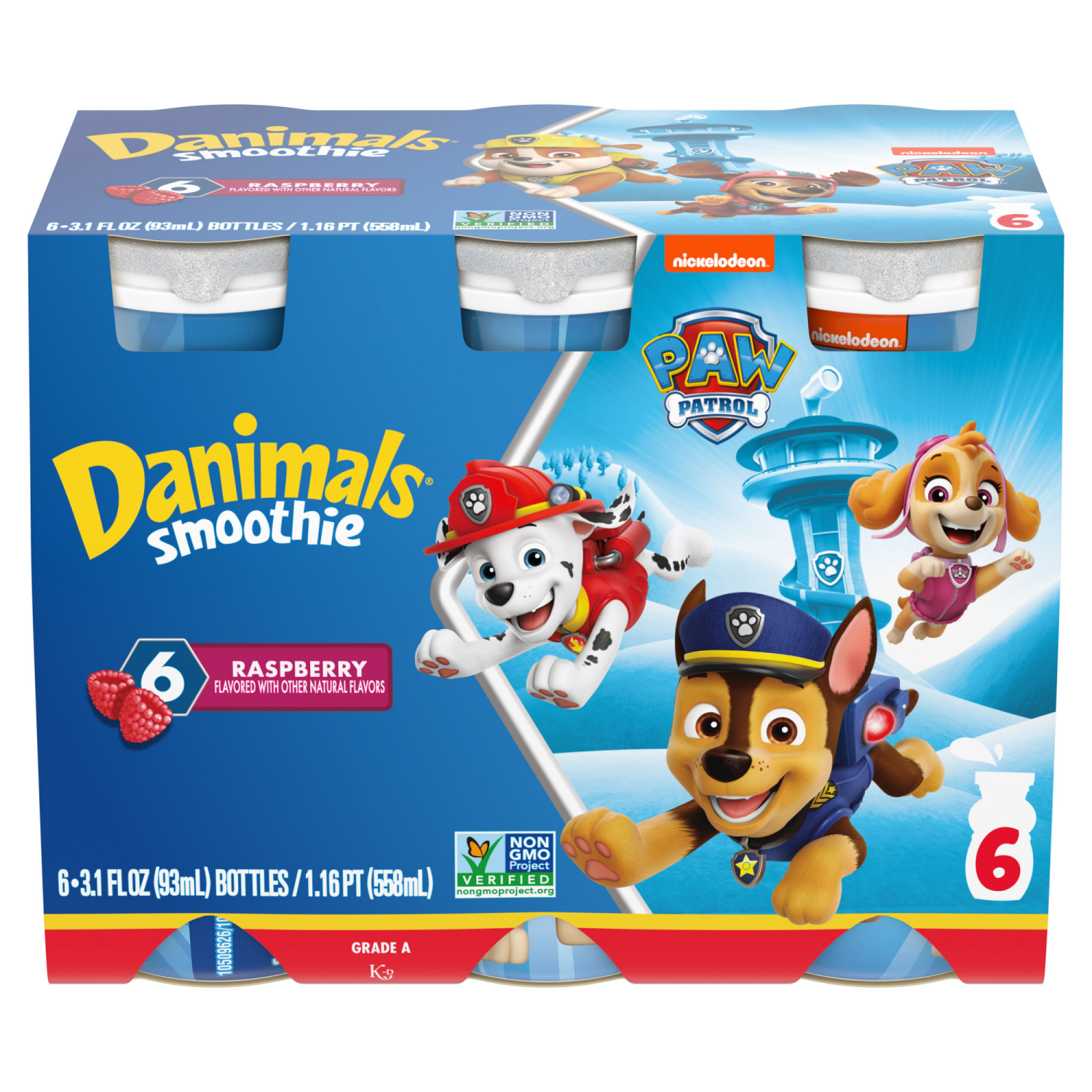 slide 2 of 8, Danimals Smoothie Raspberry Dairy Drink Multi-Pack, 6 Ct, 3.1 OZ Smoothie Bottles, 6 ct