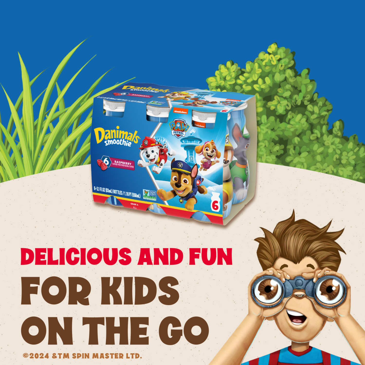 slide 3 of 8, Danimals Smoothie Raspberry Dairy Drink Multi-Pack, 6 Ct, 3.1 OZ Smoothie Bottles, 6 ct