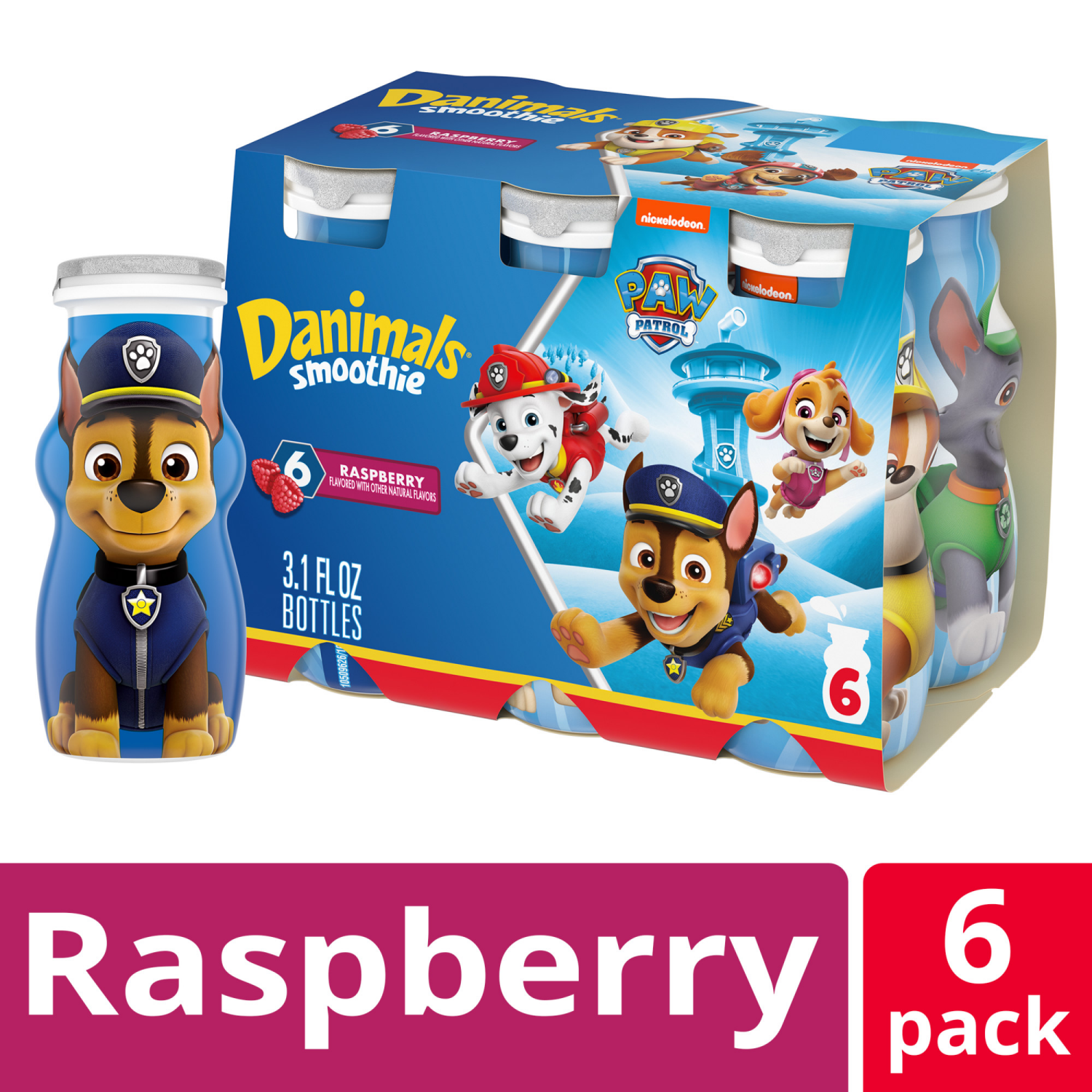 slide 4 of 8, Danimals Smoothie Raspberry Dairy Drink Multi-Pack, 6 Ct, 3.1 OZ Smoothie Bottles, 6 ct