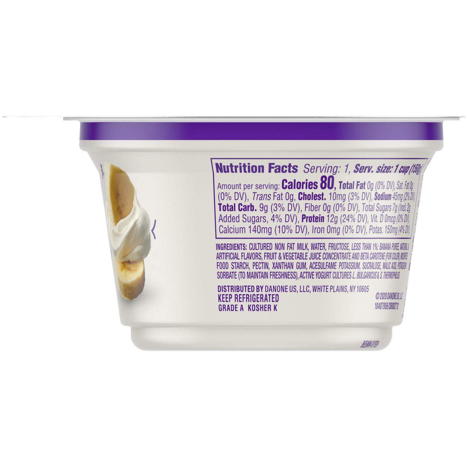 slide 5 of 6, Dannon Light + Fit Banana Cream Greek Fat Free Yogurt, 5.3 OZ Yogurt Cup, 5.3 oz