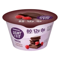 Dannon Light + Fit Raspberry Chocolate Greek Fat Free Yogurt, 5.3 OZ Yogurt Cup