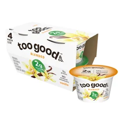 Too Good & Co. Vanilla Flavored Lower Sugar, Low Fat Greek Yogurt Cultured Product, 4 Count, 5.3 OZ Cups