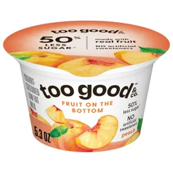 Too Good & Co. Peach Yogurt-Cultured Low Fat Milk Product, Fruit On The Bottom, 5.3 OZ Cup
