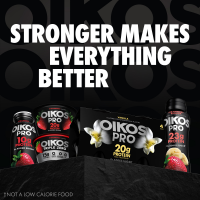 slide 3 of 29, Oikos Pro Shots Strawberry Dairy Drink, 10g of Protein, 0g Added Sugar, Convenient High Protein Snack, 6ct, 3.1 FL OZ Bottle, 3.10 fl oz