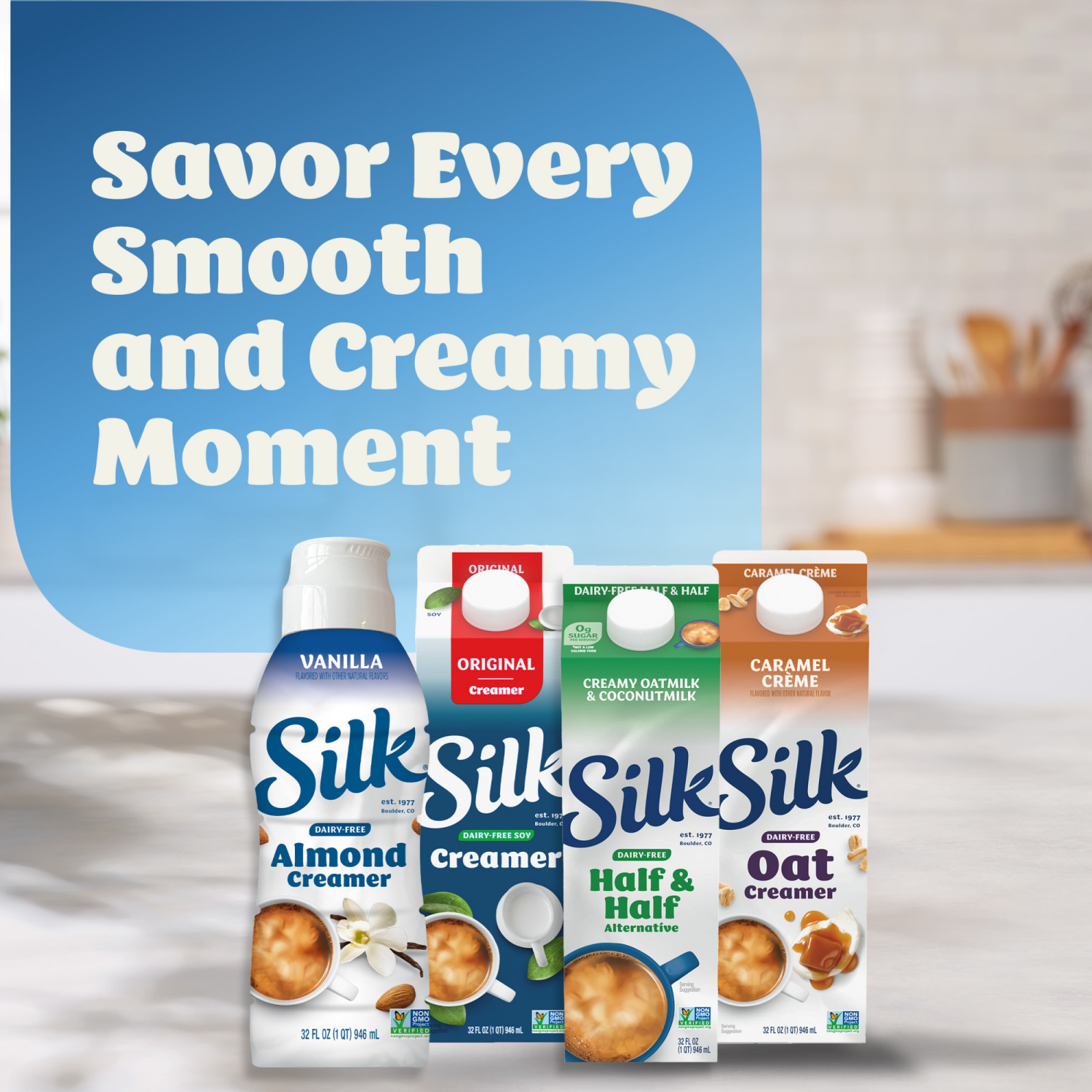 slide 4 of 5, Silk Half and Half Alternative, Dairy Free, Gluten Free, 32 FL OZ Carton, 32 fl oz
