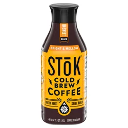 SToK Cold Brew Coffee, Bright & Mellow, Black, Unsweetened, Light Roast, 48 FL OZ Bottle