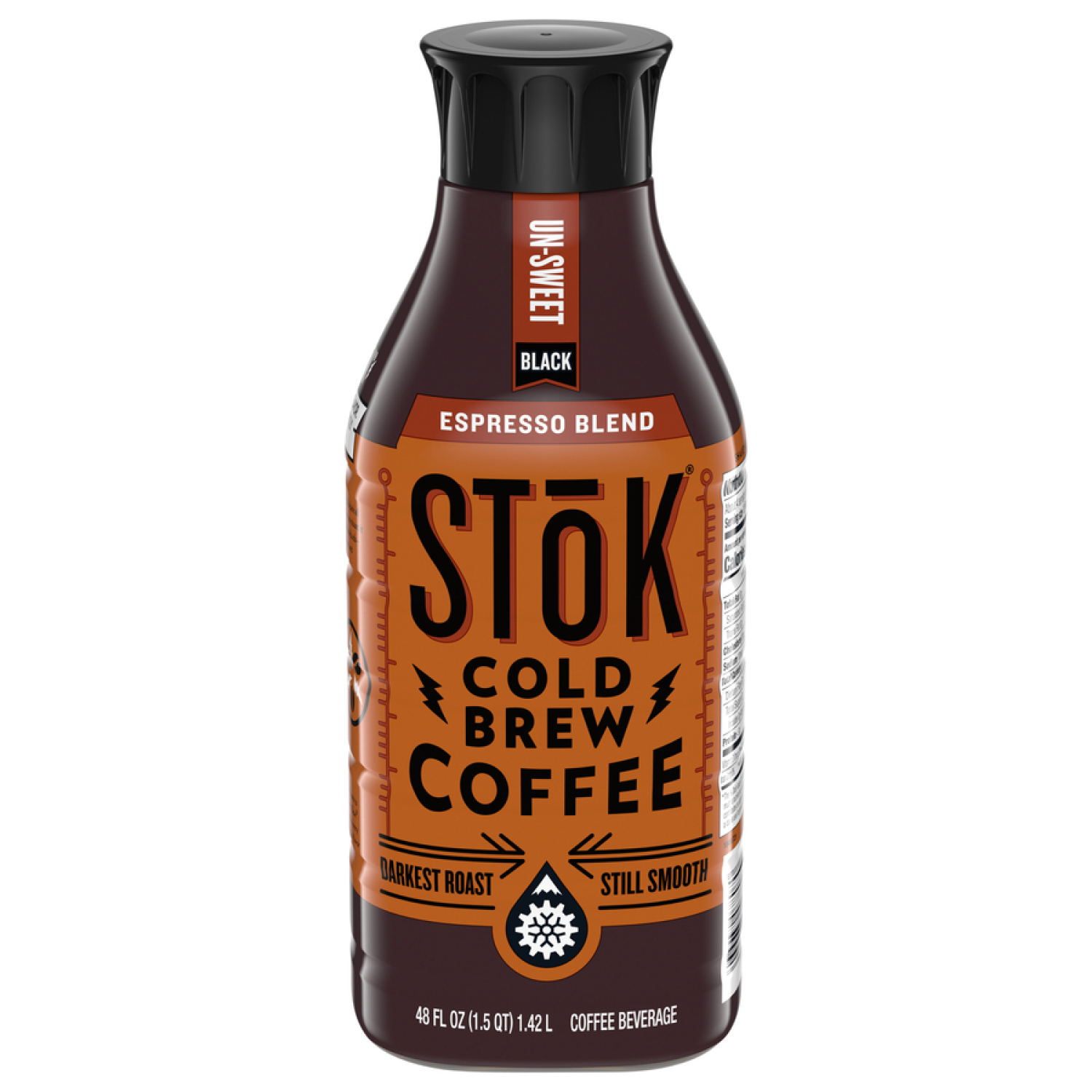 slide 1 of 2, SToK Cold Brew Coffee, Espresso Blend, Black, Unsweetened, Dark Roast, 48 FL OZ Bottle, 48 fl oz