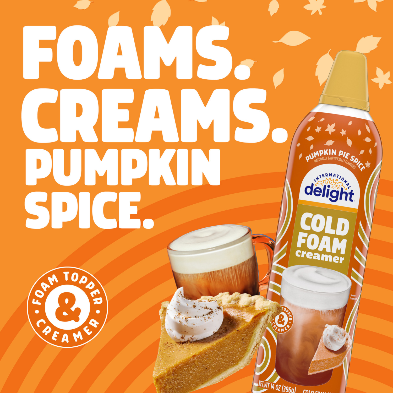 slide 5 of 8, International Delight Cold Foam Coffee Creamer, Pumpkin Pie Spice, 14 OZ Can, 14 oz