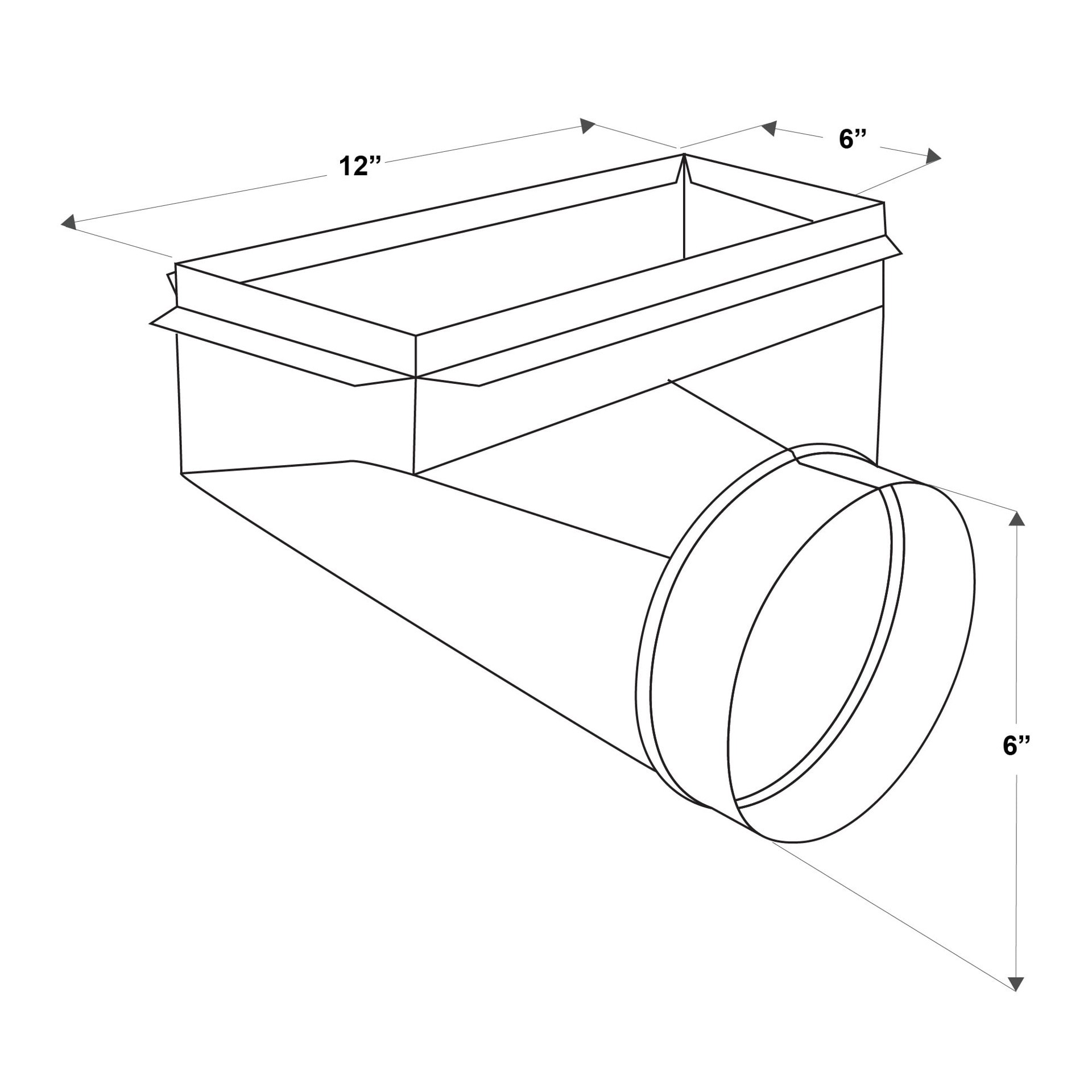 slide 6 of 6, IMPERIAL 6-in 30 Gauge Galvanized steel Round 90 degree register Duct boot, 1 ct