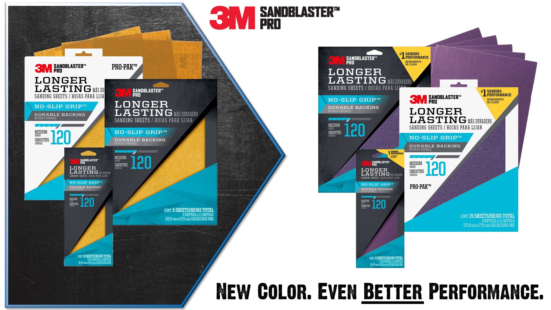 slide 2 of 6, 3M SandBlaster Pro Medium 120-Grit Sheet Sandpaper 3.66-in W x 9-in L 8-Pack, 1 ct