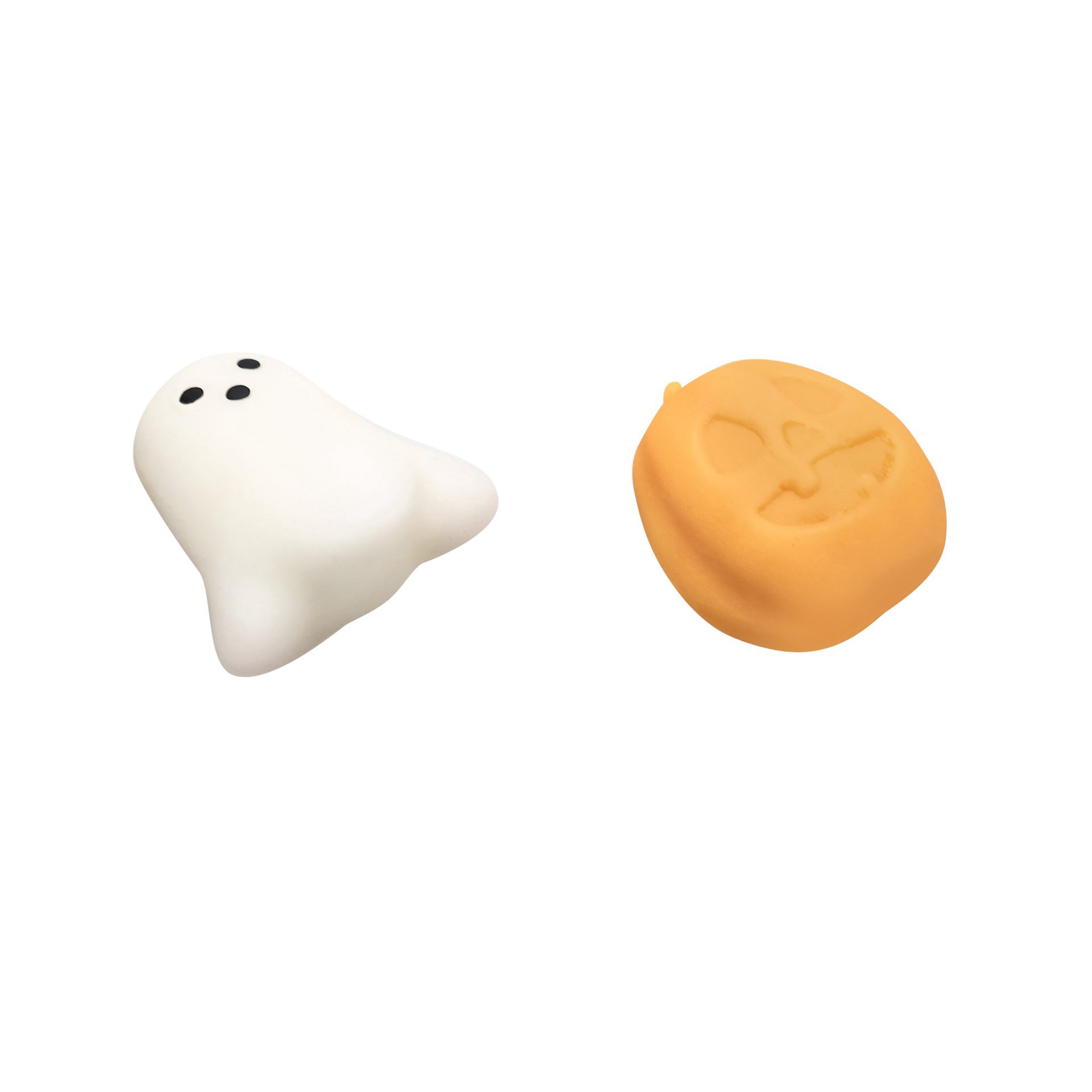 slide 2 of 2, Glow-In-The-Dark Ghost & Jack-O'-Lantern Mini Squishies By Creatology, 3 in x 0.5 in