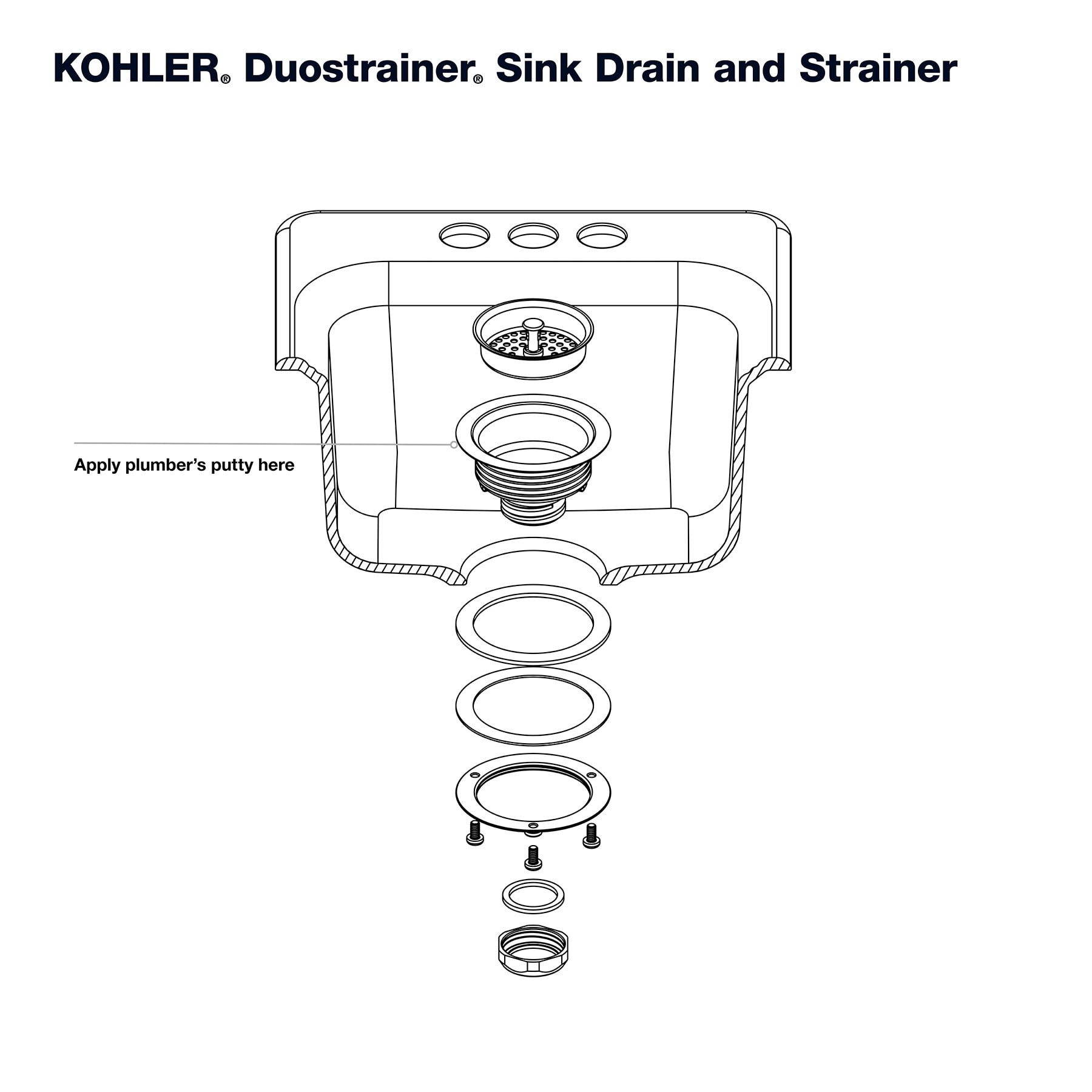 slide 5 of 6, KOHLER 4.5-in Brass Strainer, 1 ct