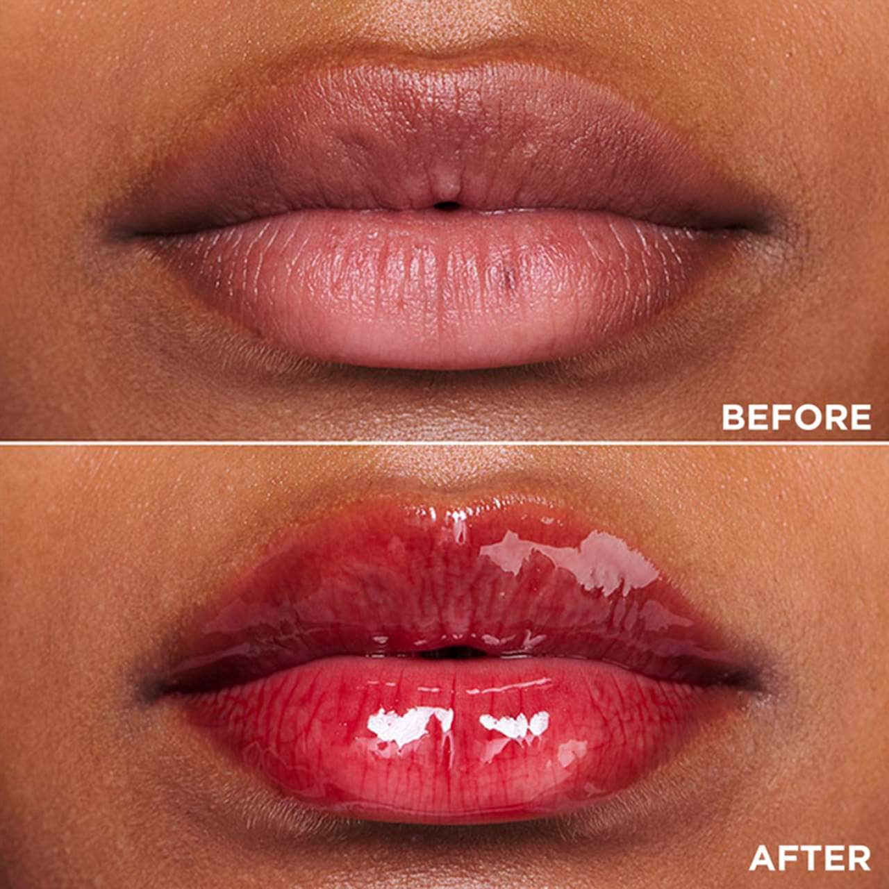 slide 6 of 10, Clarins Lip Comfort Hydrating Oil 03 Cherry - sheer warm red, pH reactive, 