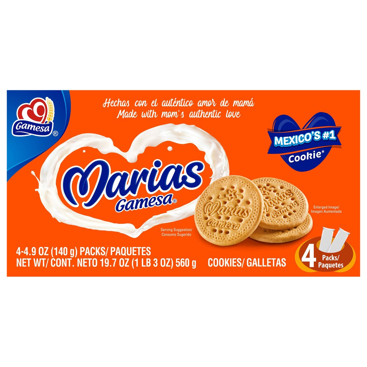 slide 1 of 5, Gamesa Marias Cookies Regular 4.9 Oz, 4 Count, 4 ct