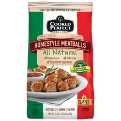Cooked Perfect All Natural Bite Sized Homestyle Meatballs, 18 Oz