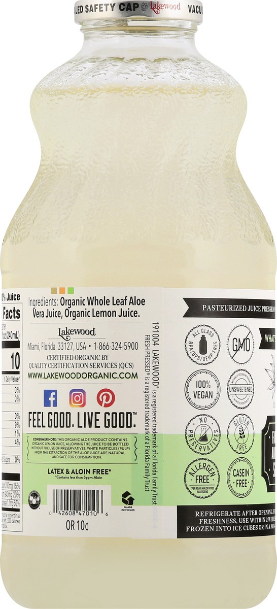 slide 5 of 9, Lakewood Organic Whole Leaf Aloe Juice 32 oz, 32 fl oz